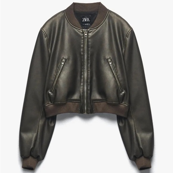 Zara Jackets & Blazers - Zara Faux Leather Bomber Jacket